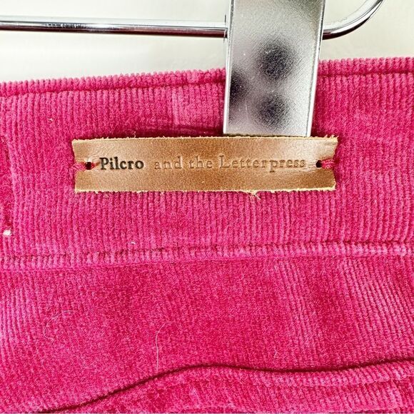 Pilcro Anthro High‎ Rise Skinny Pink Berry Velour Corduroy Pants - Picture 6 of 13